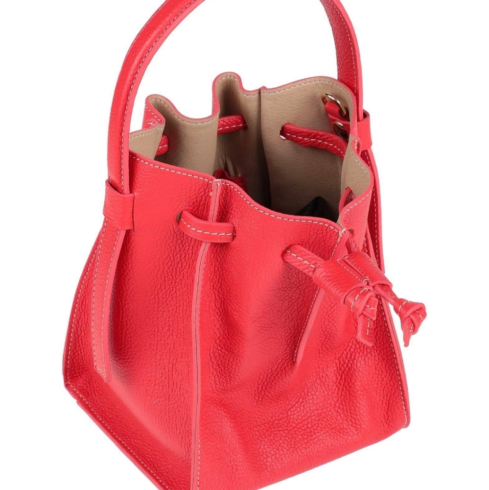 Italian Designer Genuine Cowhide Leather Bucket Handbag